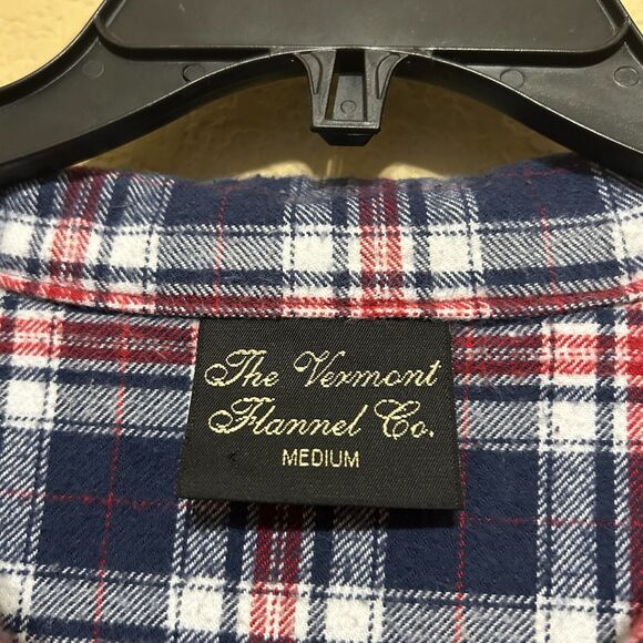 VTG Vermont Flannel Co. Shirt Blue Plaid Henley Button Up Mens Medium Hiking - Picture 5 of 6